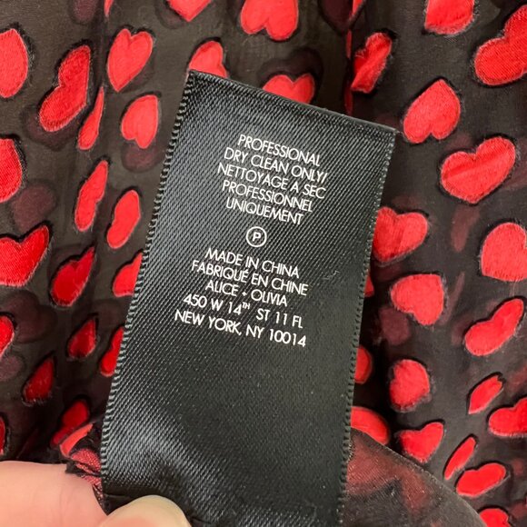 Alice + Olivia Silk Emmerson Burnout Velvet Heart Shirt Sheer Button Down Blouse - Picture 10 of 16